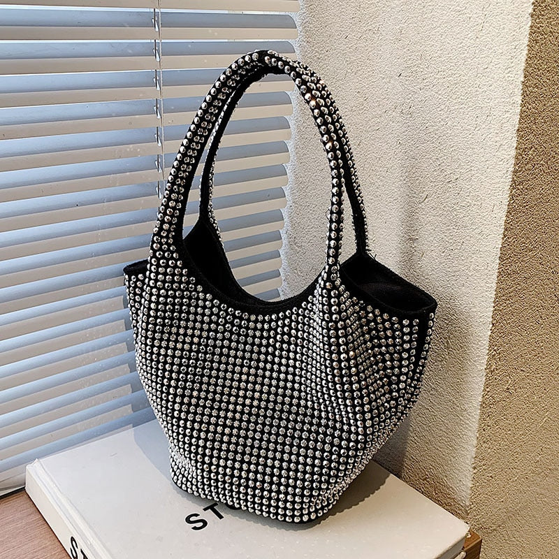 Women's Bags Rivet Underarm Shoulder Bags Fashion Designer Handbags Large Capacity Casual Totes Ladies Soft Trendy Shopping Bags