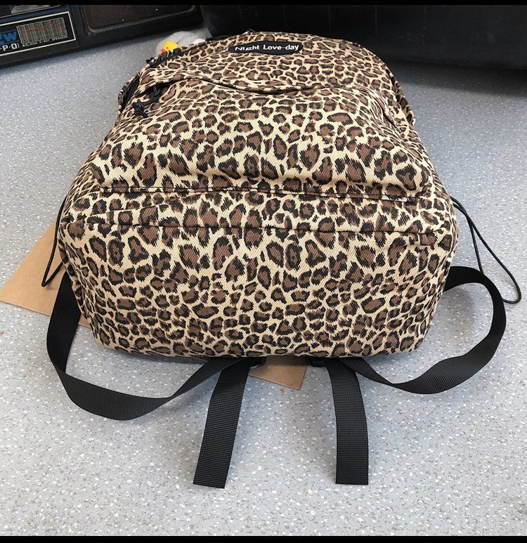 Backpacks Leopard Vintage Couple Canvas Bag Korean Harajuku Ulzzang Large Capacity School Backpack Unisex Stylish Waterproof Ins