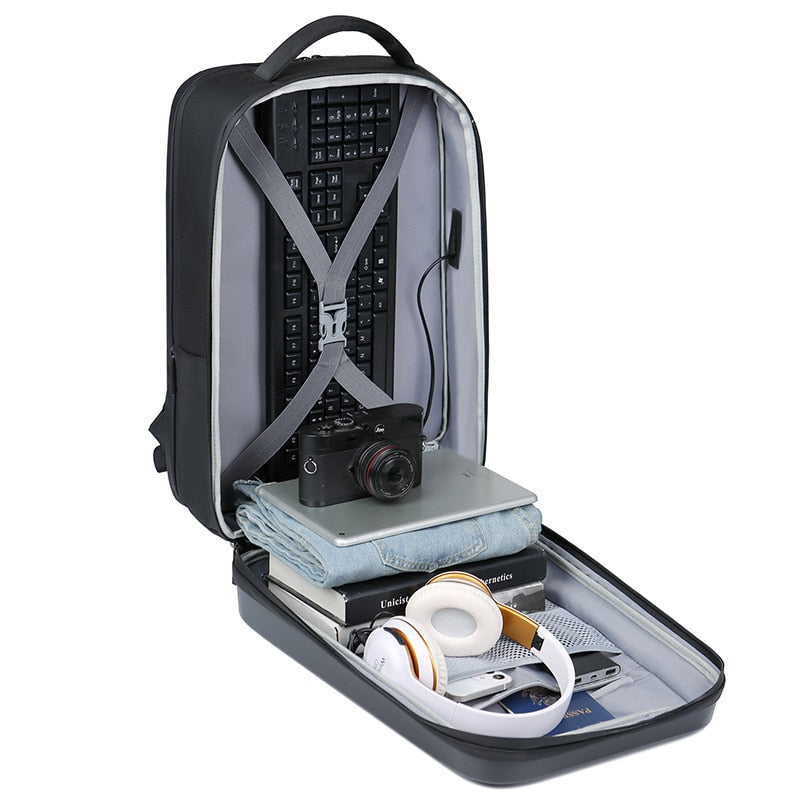 Hard shell backpack 17 inch large capacity computer backpack ABS travel bag USB business backpack can be sent on behalf of