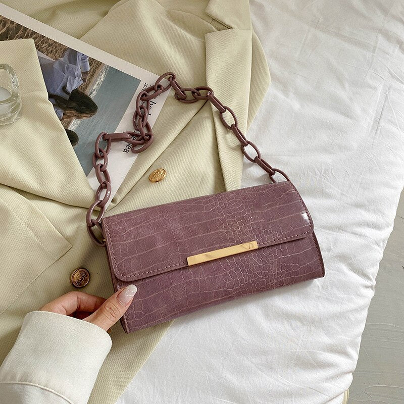 Popular Crocodile Pattern Women's Bag New Fashion Chain Shoulder Bags PU Leather Underarm Bags Female Trendy Versatile Handbags