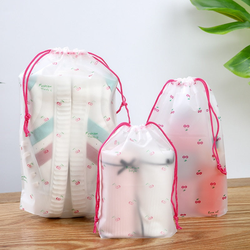 1Pcs Girl Clear Drawstring Cosmetic Bag PVC Transparent Makeup Bag for Women Waterproof String Beauty Case Travel Toiletry Bags