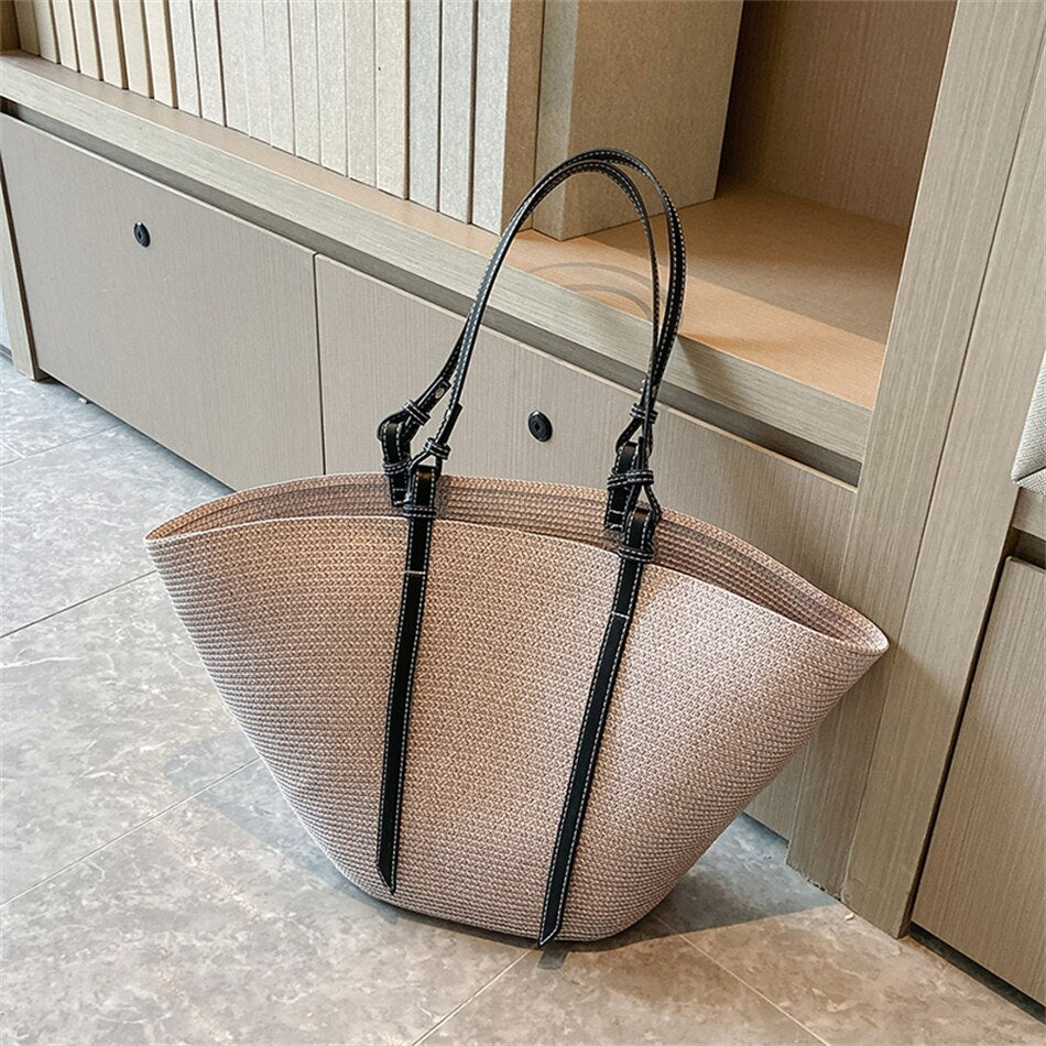Fashion Design Rattan Woven Women Bag Luxury Brand Straw Shoulder Handbags and Purses Trend Large Capacity Female Handmade Totes