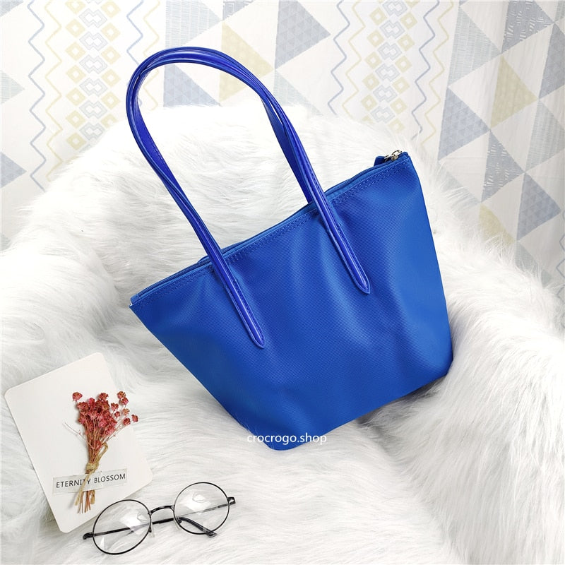 Women's Large Capacity Zipper Shopping Travel Tote Bag Fashion Casual Waterproof PVC Mobile Phone Change Shoulder Bag