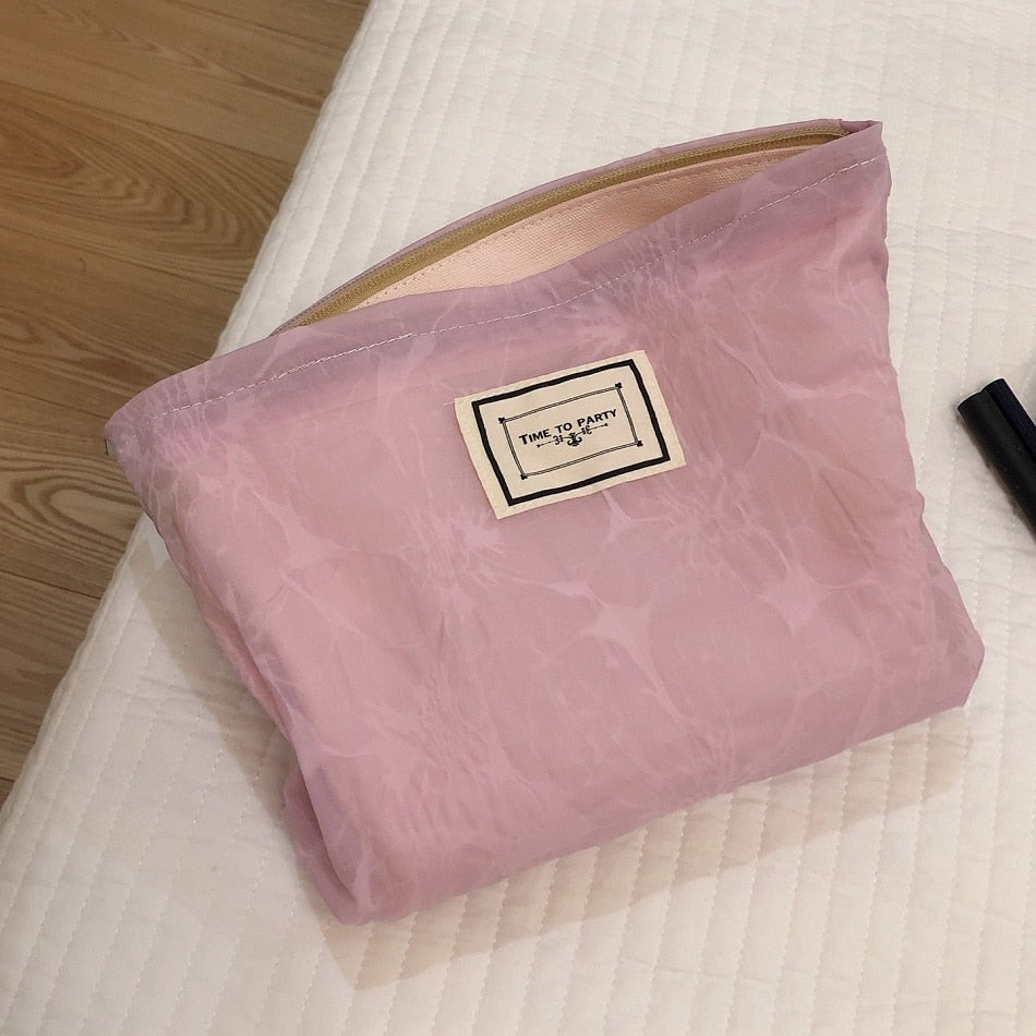 1Pc Summer Flower Makeup Bag For Women Large Floral Cosmetic Bag Girl Pencil Case Travel Makeup Beauty Storage Organizer Handbag