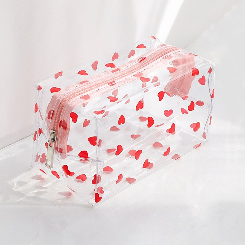 Women Waterproof Clear Cosmetic Bags Case PVC Fashion Girl Travel Zipper Make Up Bag Pouch Toiletry Brush Wash Organizer