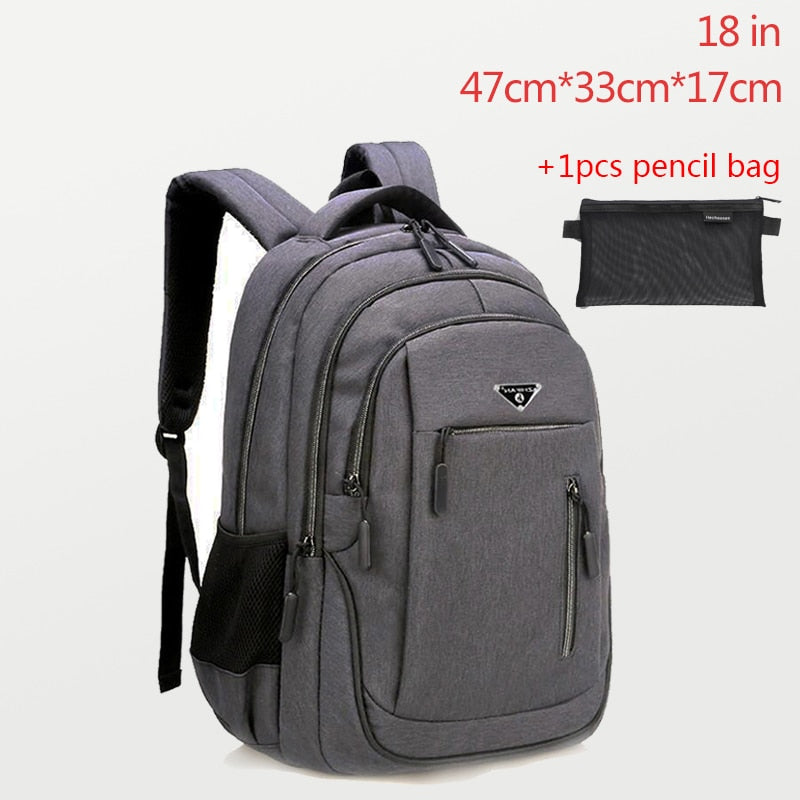 Large Capacity Backpack Men Laptop Backpacks 15.6 Oxford Black Solid Big High School Bags Teen College Boy Gril Student Backpack