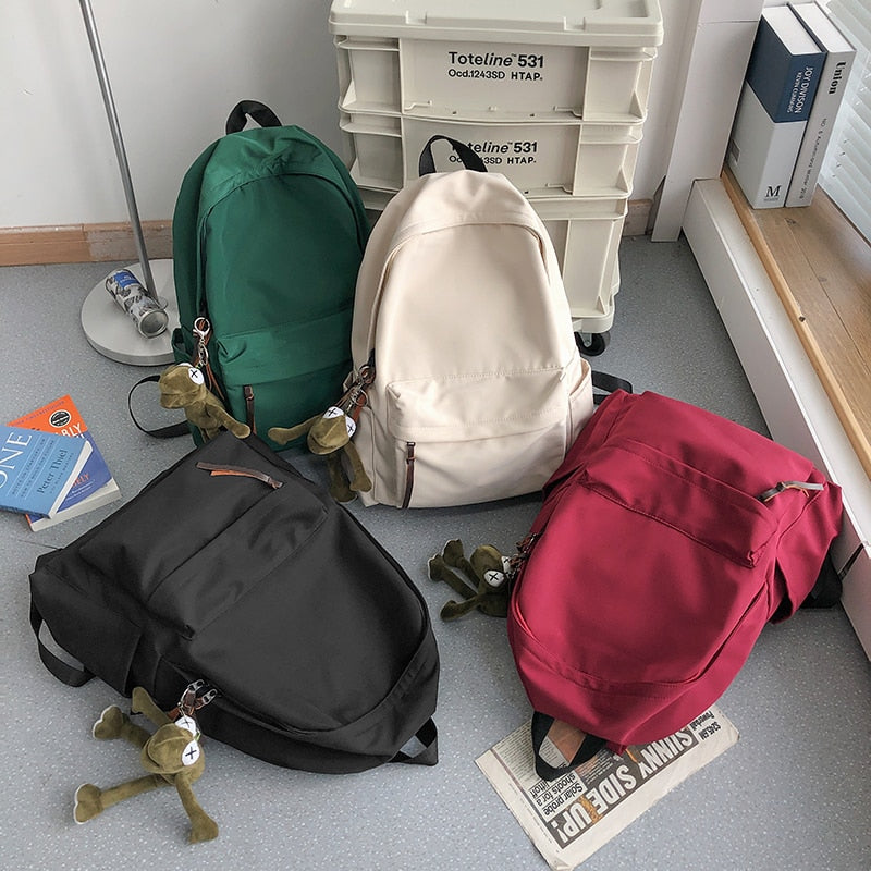 HOCODO New Trend Women's Backpack High Quality Nylon Fabric Backpack Simple Solid Color School Bag For Teen Book SchoolBags