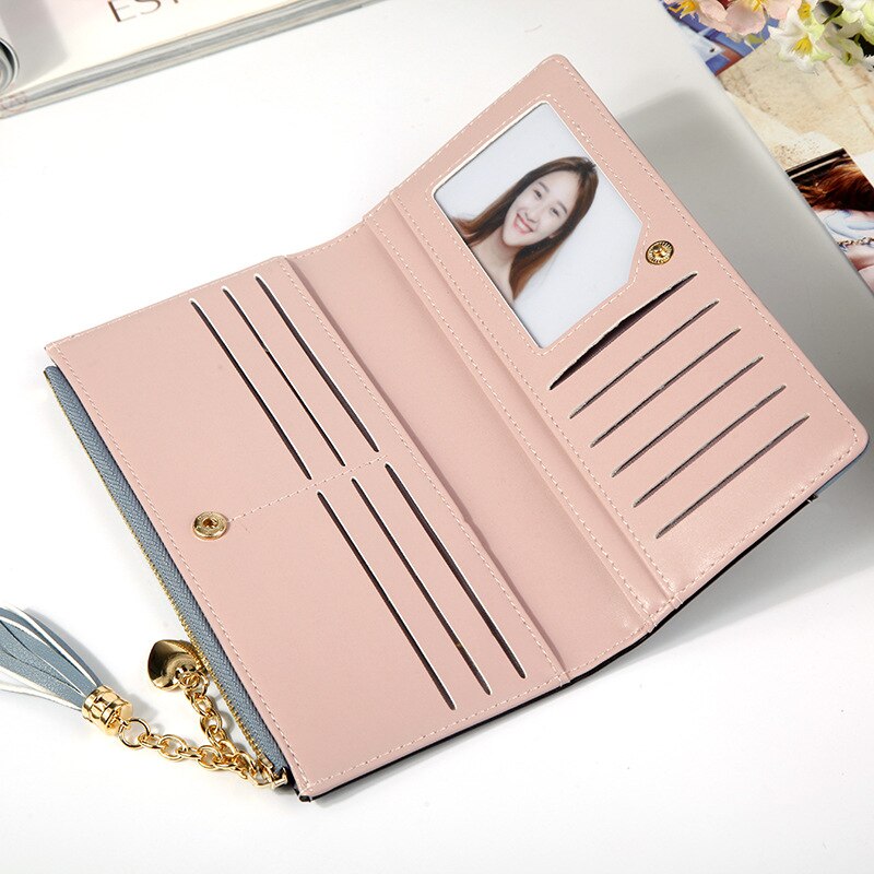 Long Women's Wallet Female Purses Tassel Coin Purse Card Holder Wallets Female Pu Leather Clutch Money Bag Pu Leather Wallet