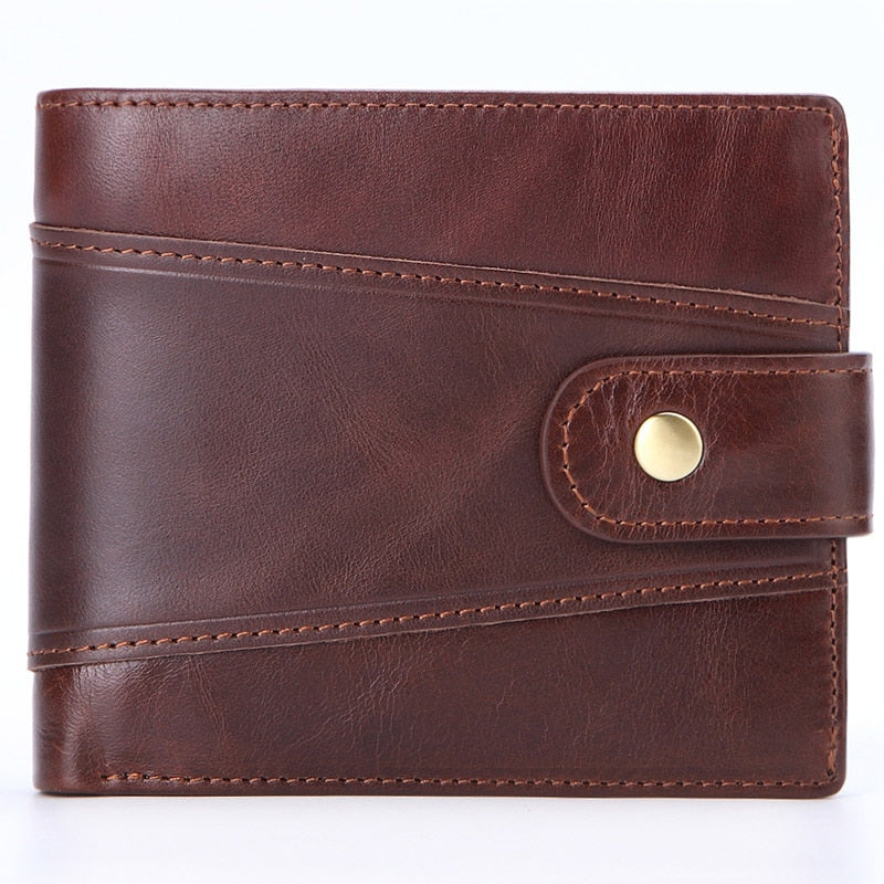 Cowhide Genuine Leather Men Wallet RFID Anti Theft Wallets Coin Purse Clutch Hasp Open Retro Long Wallet Multifunctional 3 Fold