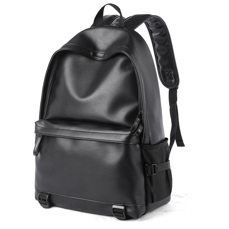 Classic Men's Casual Leather Backpack Black Waterproof Laptop School Bag Ladies Fashion Large Capacity Travel Backpacks
