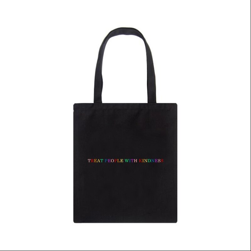 YWBK Women Bag Fashion Canvas Treat People with Kindness Letter Casual Big Capacity Harajuku WomenNew Fun Vintage Shoulder Bag