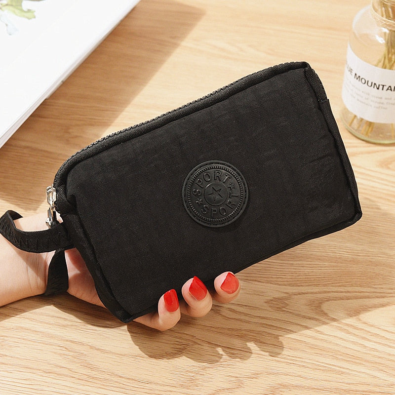 3 Zipper Ladies Wallets Ladies Wallets Brand Clutches Coin Purse Card Key Wallets Canvas Short Ladies Girls Wallets Handbags