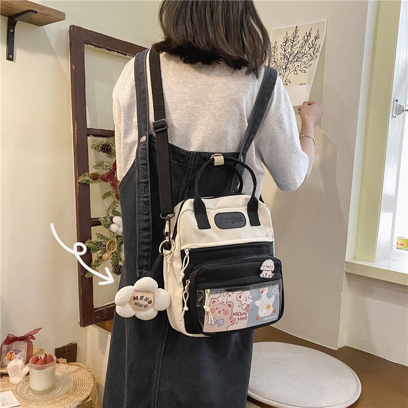 Korean Style Cute Backpacks Women Waterproof Nylon Small Shoulder Bags for Teenage Girls Schoolbags Flower Travel Backpack
