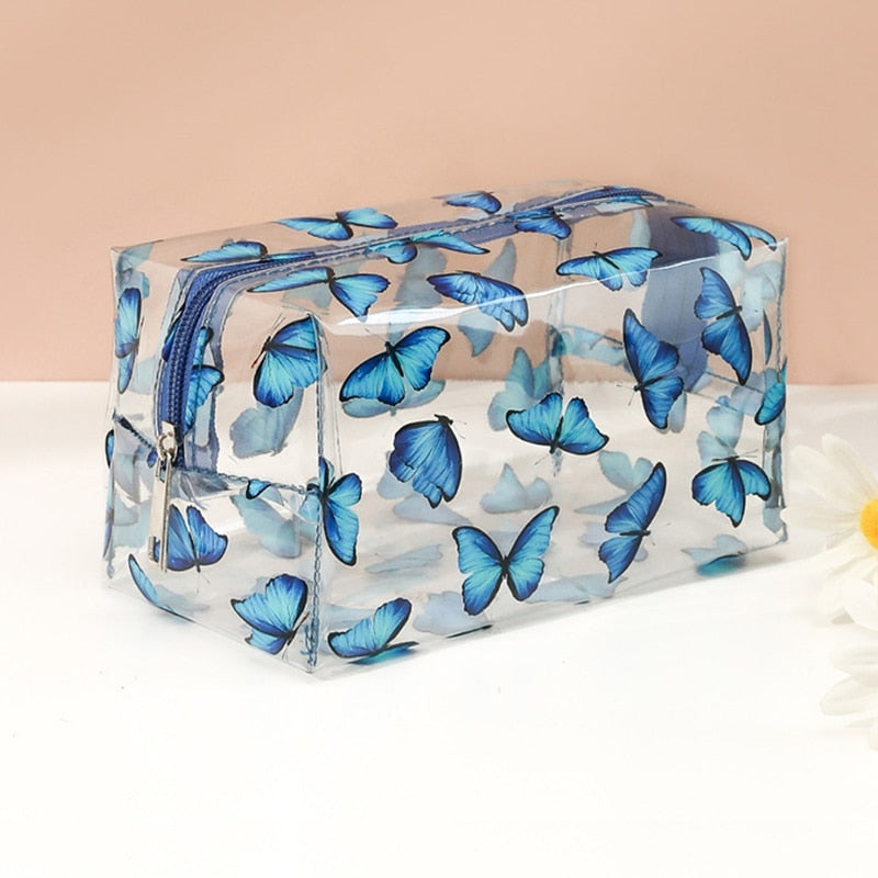 Women Waterproof Clear Cosmetic Bags Case PVC Fashion Girl Travel Zipper Make Up Bag Pouch Toiletry Brush Wash Organizer
