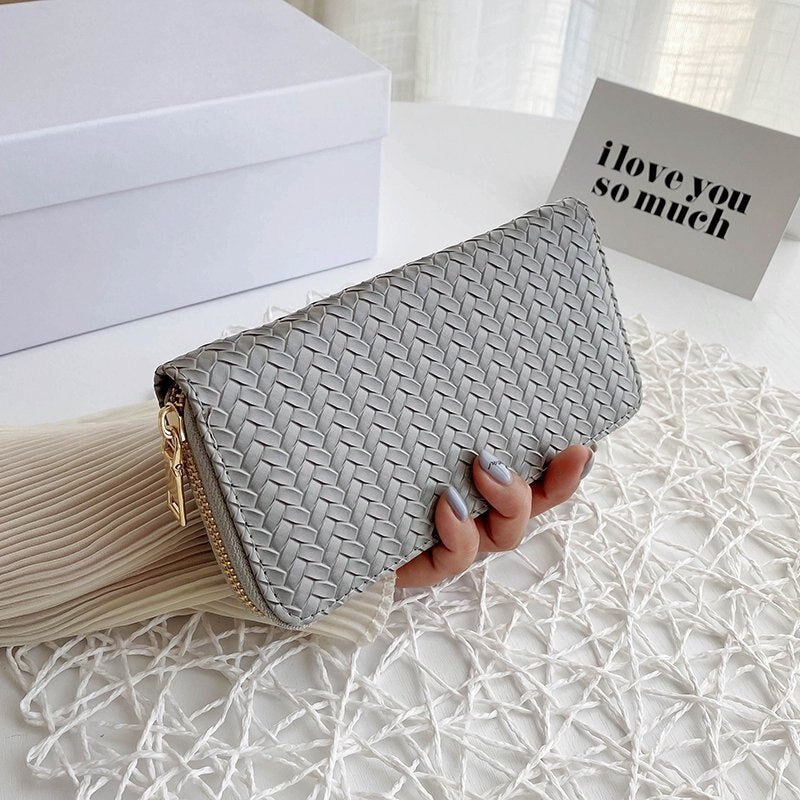 Women's Woven Wallet Wrist Handle Mobile Phone Case Long Money Bag Handbag Women's Wallet Cardholder's Wallet