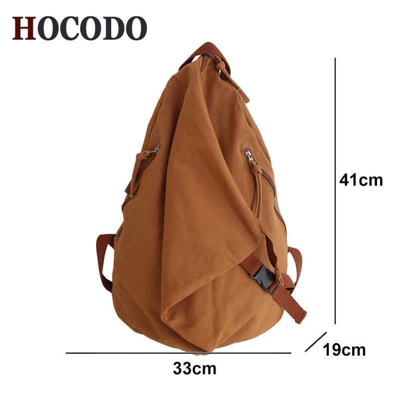 Unisex Leisure Travel Backpack Fashion Trend Canvas School Bag Solid Color Simple School Backpack Female Daily Backpack Mochila