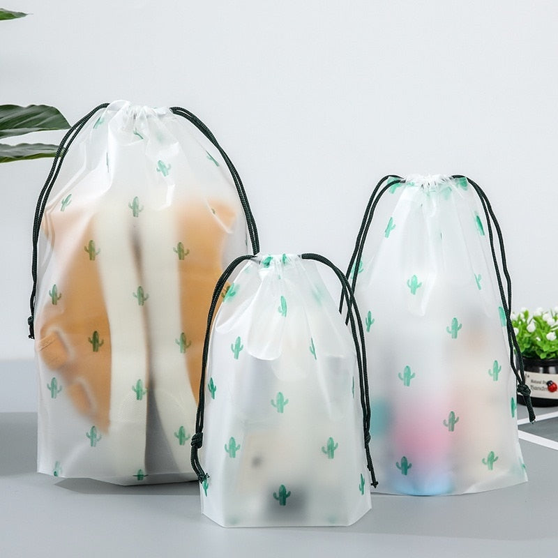 1Pcs Girl Clear Drawstring Cosmetic Bag PVC Transparent Makeup Bag for Women Waterproof String Beauty Case Travel Toiletry Bags