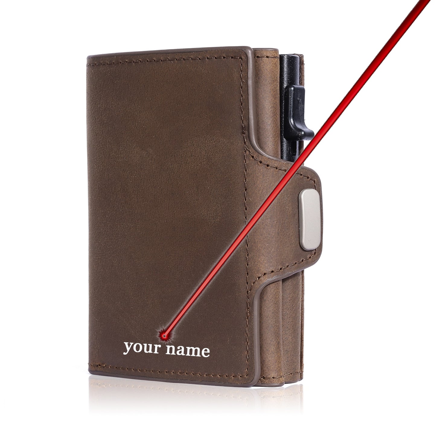 Vintage Crazy Horse Leather Men Wallets Luxury RFID Protection Mini Metal Wallet Zipper Coin Pocket for Men and Women