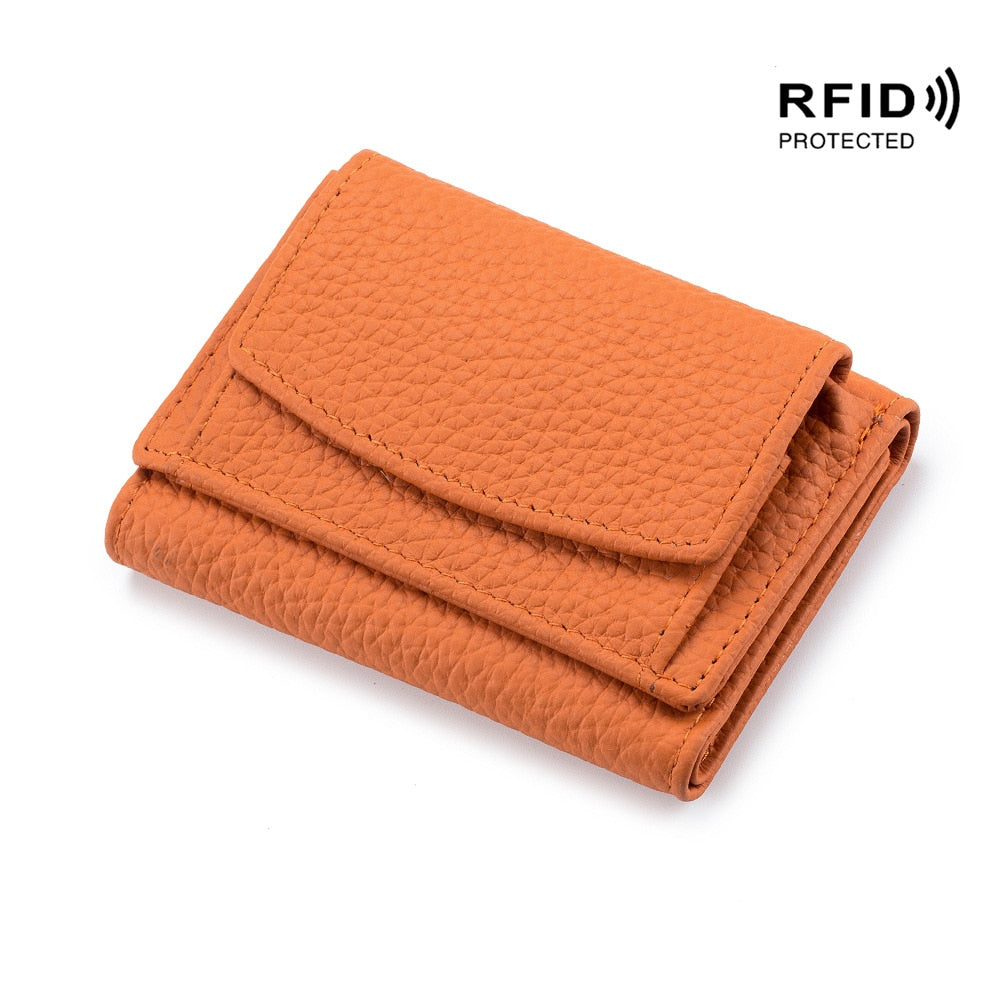 New Women Genuine Leather Purses Female Small Cowhide Wallets Lady Coin Bag Card Holder Large Capacity Money Bag Portable Clutch