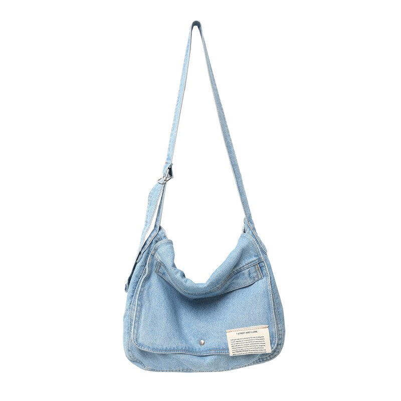 Large Capacity Canvas Shoulder Bags For Women Solid Fashion Fold Female Handbag Jean Big Shopping Eco Bag Denim Crossbody Bags