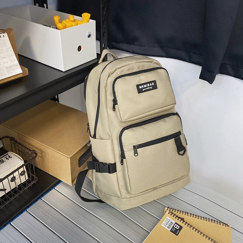 11EnoPella Waterproof Fashion Backpack Cute College Student Simple Kawaii Women Female Men Nylon Girl Bag Black Schoolbags