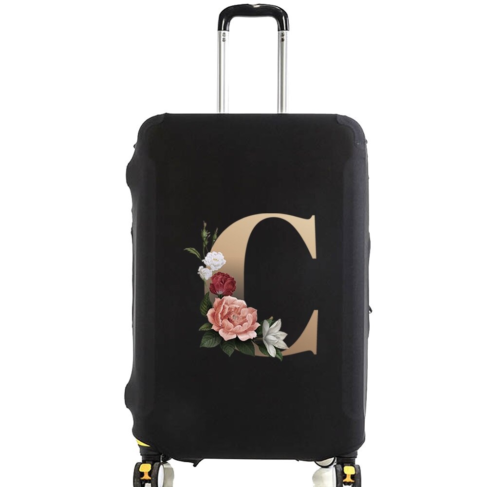 Luggage Protective Cover for 18 To 28 Inch Fashion Gold Letter Name Trolley Suitcase Elastic Dust Bags Case Travel Accessories
