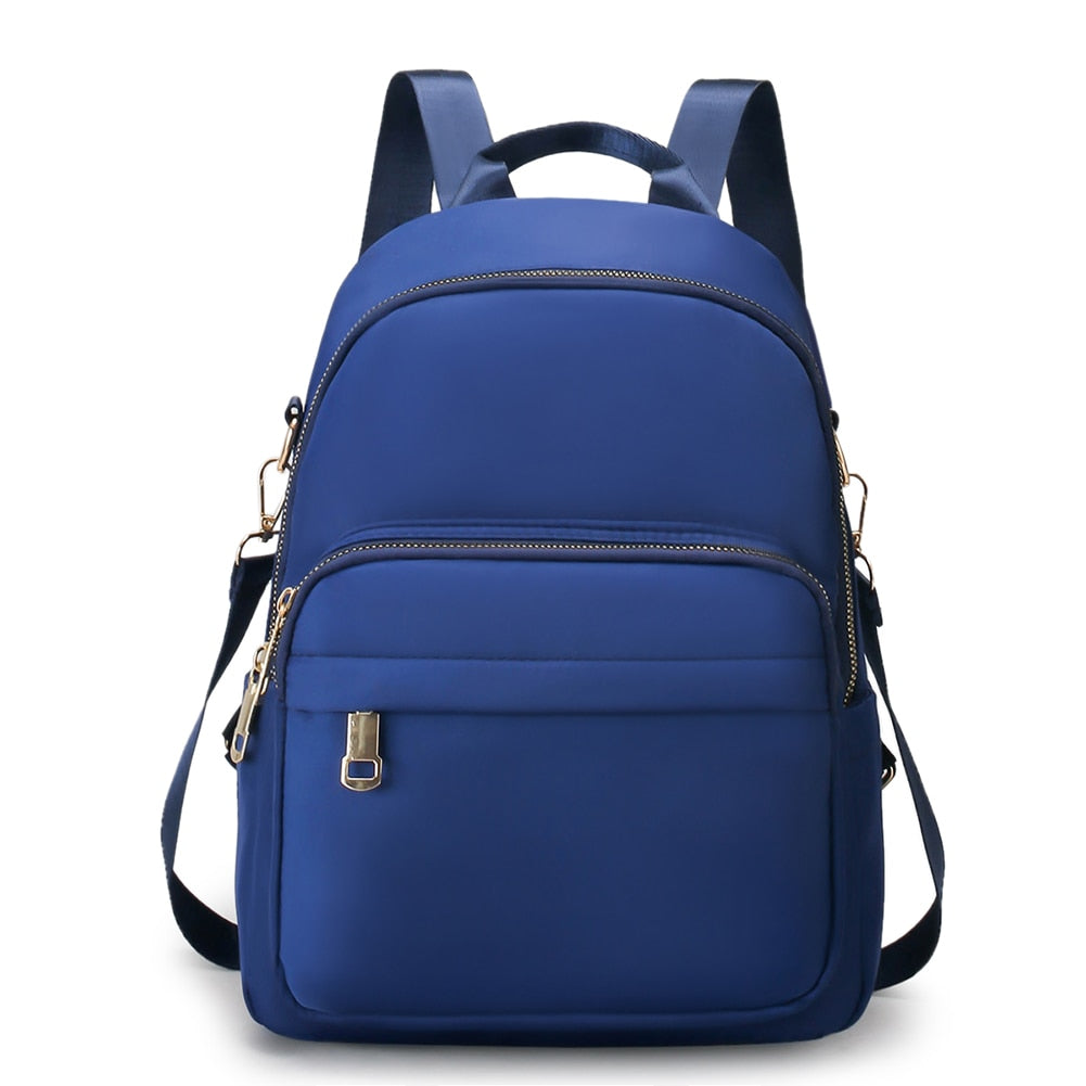 Casual Nylon Women Backpack Fashion Solid Color Anti-theft Women Bagpack Stusents School Bags Female Large Capacity Backpack