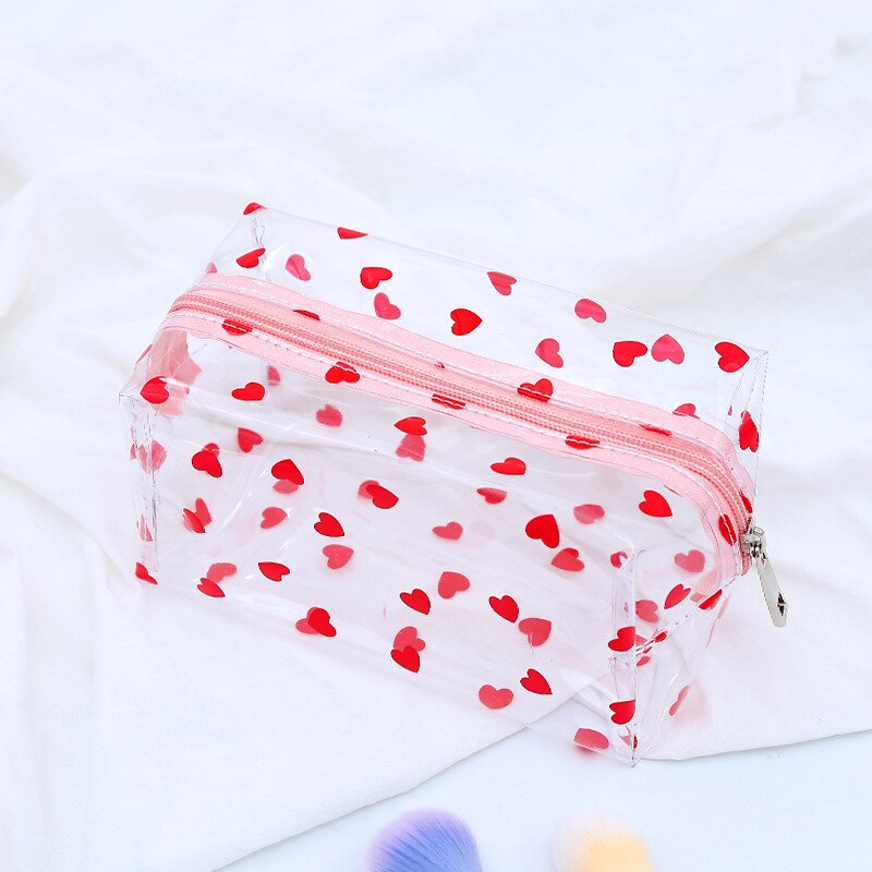 Women Transparent PVC Travel Cosmetic Bag Clear Waterproof Zipper Makeup Bag Beauty Organizer Make Up Case Wash Toiletry Bags