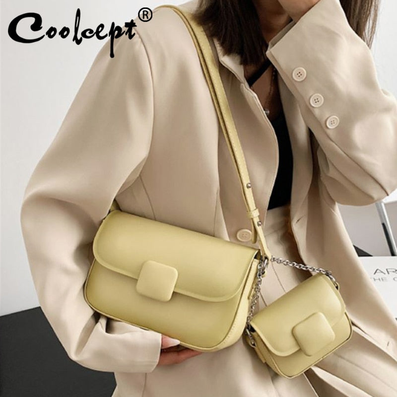 Coolcept 2023 New Arrival Women Shoulder Composite Bag Autumn Female Bags Fashion Casual Chains Phone Bag Ladies Daily Purse