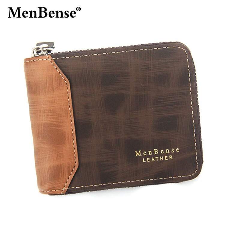 Short Men's Leather Wallet Brand Handy Purse Male Pocket Bag For Coin Money Leather Zipper Wallet Mini Card Holder Small Purse