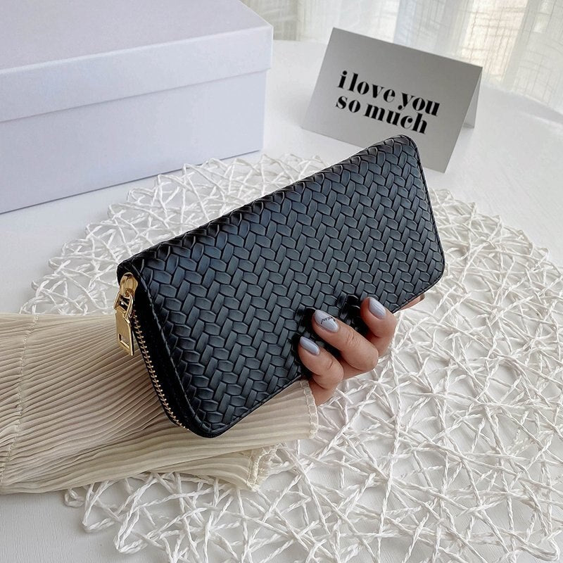 Women's Woven Wallet Wrist Handle Mobile Phone Case Long Money Bag Handbag Women's Wallet Cardholder's Wallet