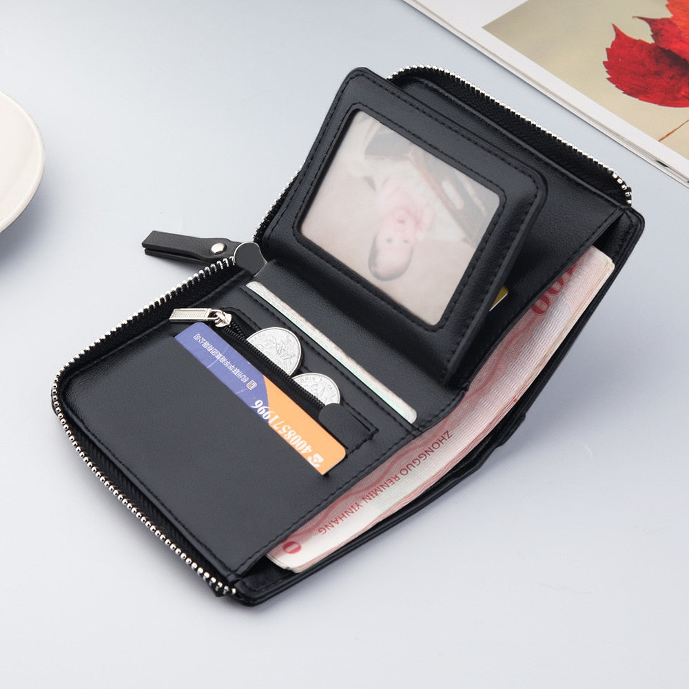 wallet for men short Casual carteras Short Wallets PU Leather Male billetera hombre luxury small Zipper coins bag cartera hombr