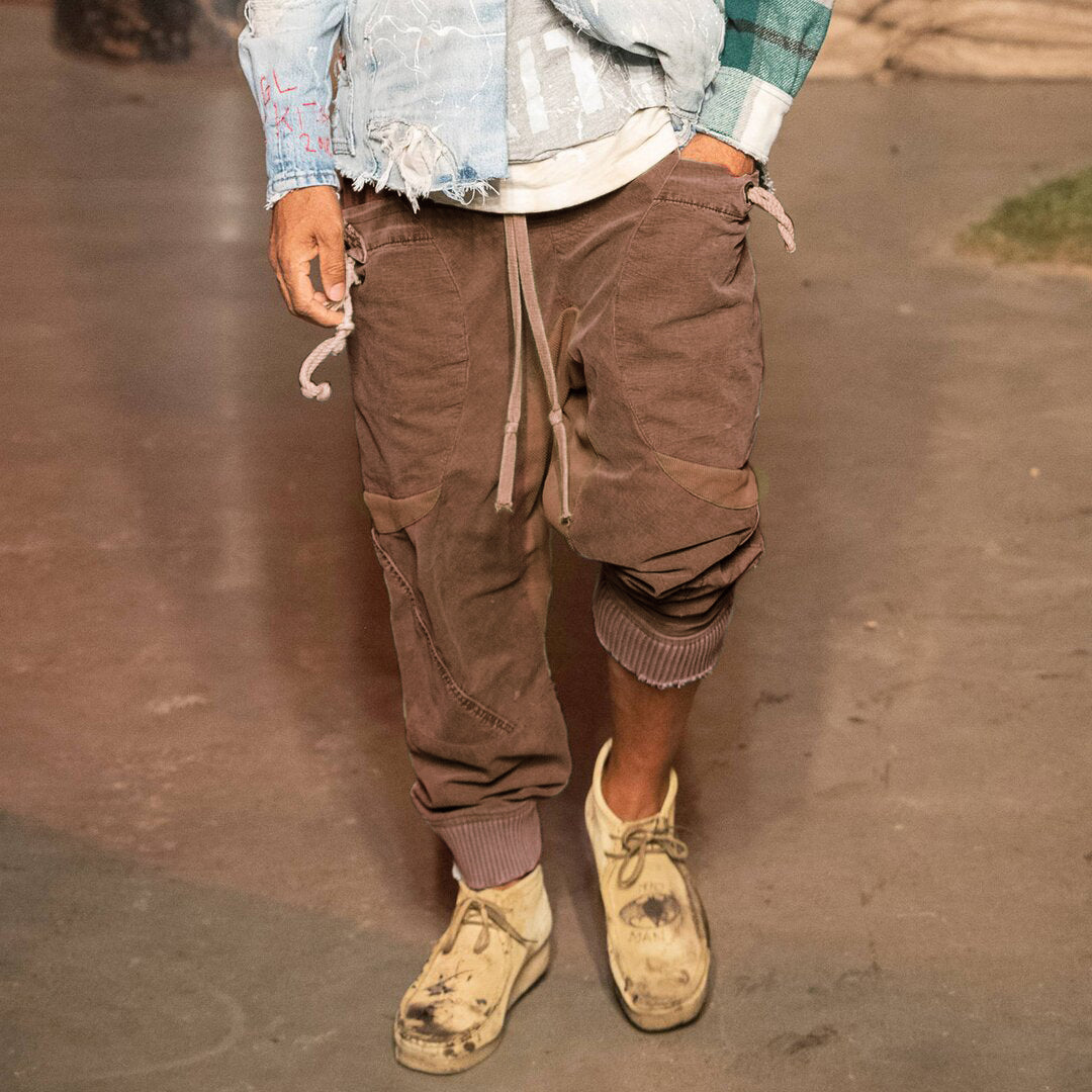 xiangtuibao - Mens Fashion Stitching Pull-out Casual Pants