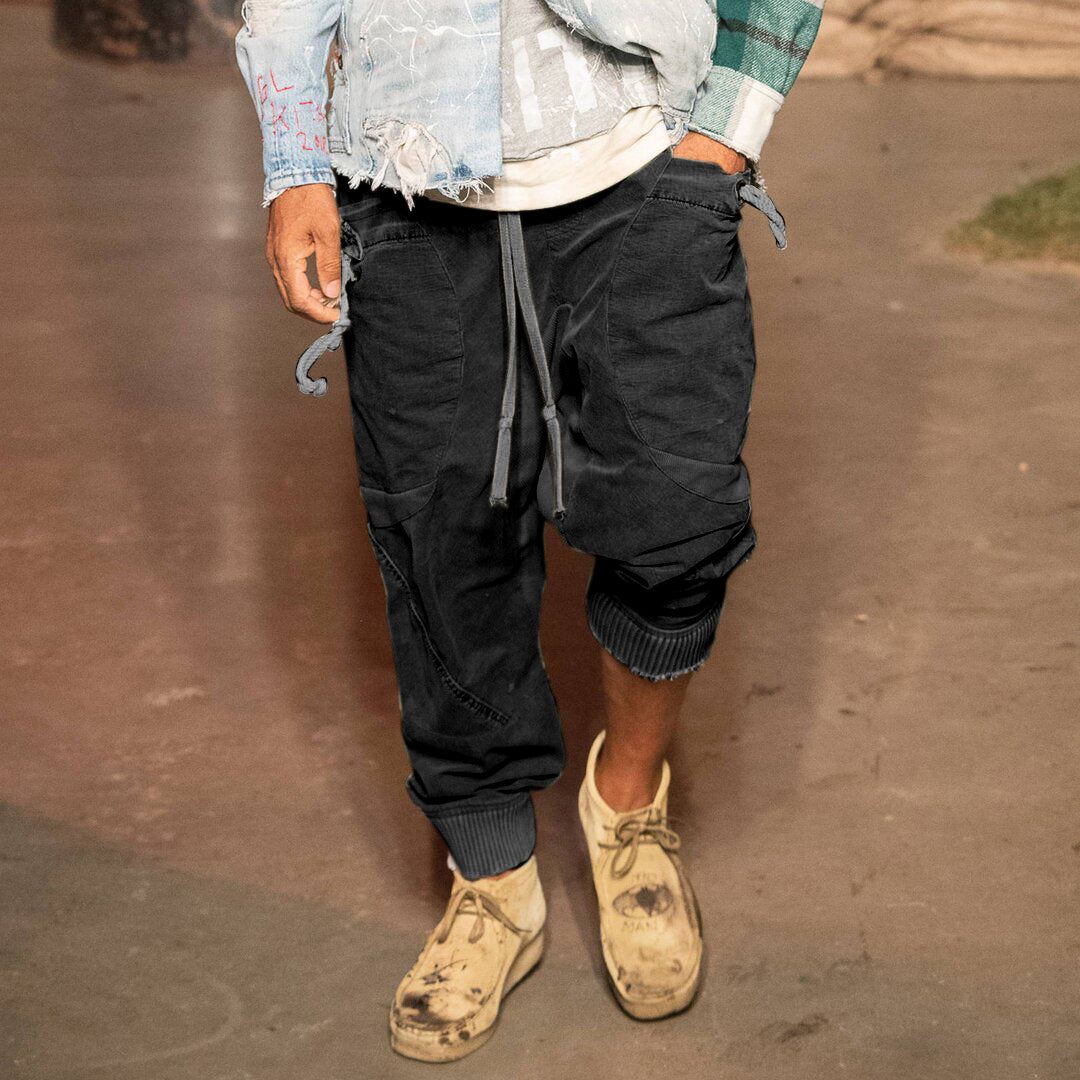 xiangtuibao - Mens Fashion Stitching Pull-out Casual Pants
