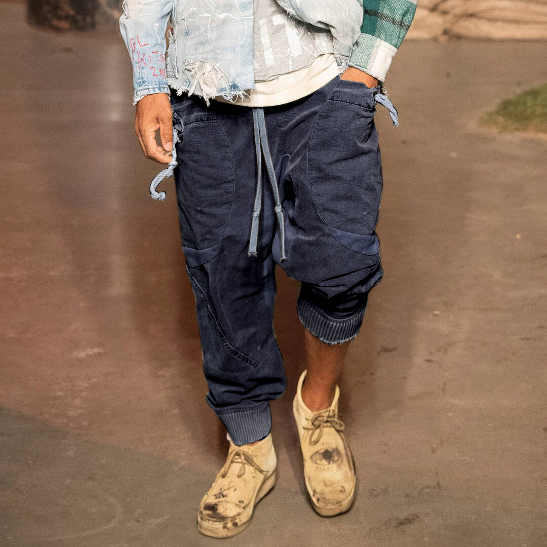 xiangtuibao - Mens Fashion Stitching Pull-out Casual Pants