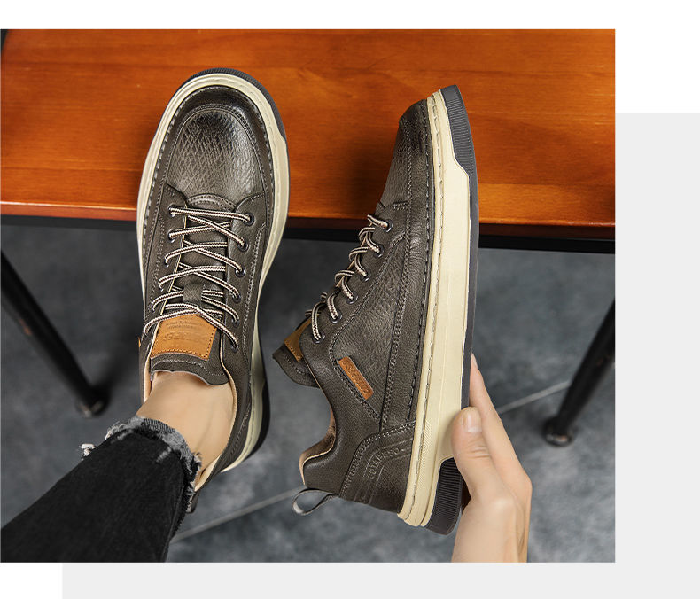 xiangtuibao Top Quality Genuine Leather Shoes Mens Sneakers Knit Collar Men's Casual Shoes Hollow Men Leather Shoes Zapatillas De Mujer