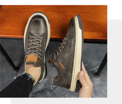 xiangtuibao Top Quality Genuine Leather Shoes Mens Sneakers Knit Collar Men's Casual Shoes Hollow Men Leather Shoes Zapatillas De Mujer