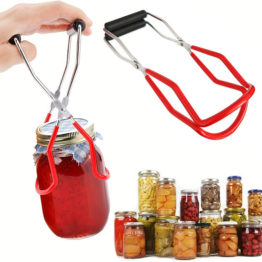 1pc Stainless Steel Canning Jar Lifter, Safe And Efficient Canning Tongs, Wide‑Mouth Clip With Grip Handle, For Easy Handling And Secure Grip, For Hot Jars Are Removed From Boiling Water Or Steam, Kitchen Supplies