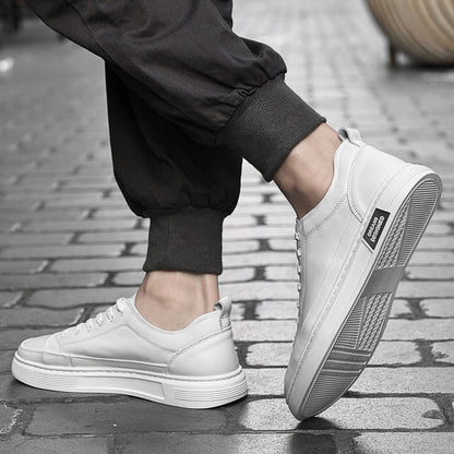xiangtuibao Autumn New Men Shoes Comfortable Genuine Leather Casual Shoes Black White Sneakers Men Fashion Concise Skateboarding Shoes