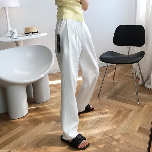 Luxi, white suit pants women's autumn  new drape casual Internet celebrity straight pants mopping pants thin 198