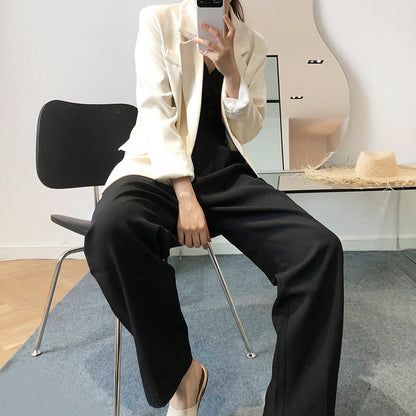 Luxi, white suit pants women's autumn  new drape casual Internet celebrity straight pants mopping pants thin 198