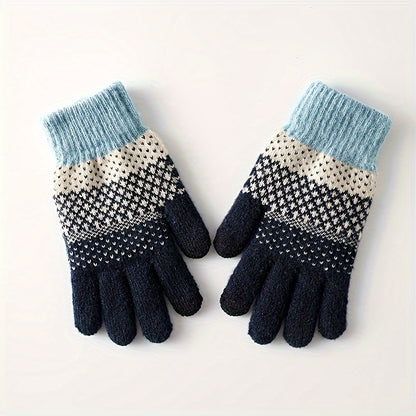 1pair Coldproof Split Finger Knitted Gloves, Plus Velvet Thickened Coldproof Gloves For Outdoor Cycling, Ideal choice for Gifts