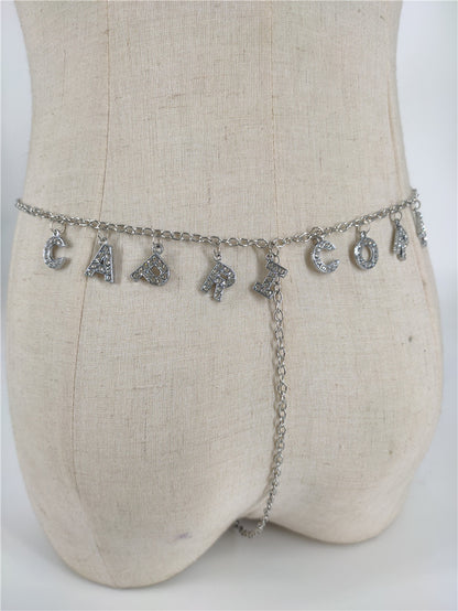 2025 ins New wild constellation underwear belt diamond letter combination thong chain waist chain fb1070