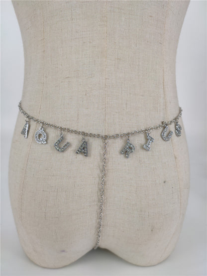 2025 ins New wild constellation underwear belt diamond letter combination thong chain waist chain fb1070