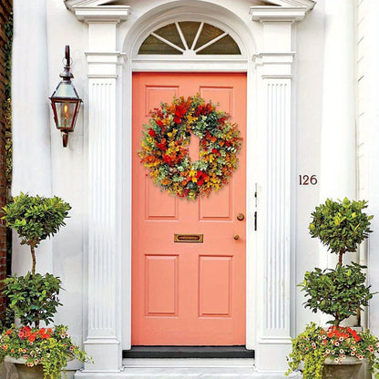 13.7 inch Autumn Wreath with Eucalyptus Leaves Farmhouse Fall Wreaths for Front Door