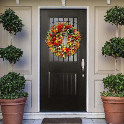13.7 inch Autumn Wreath with Eucalyptus Leaves Farmhouse Fall Wreaths for Front Door