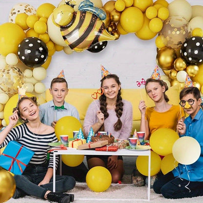 137PCS Premium Yellow Latex Balloons Set - High-Quality Thick Emulsion Balloons for Birthday, Bar Mitzvah, Prom, Summer Party, Christmas - Versatile Color Combo Bee Theme Balloon Arch Kit for All Ages 14+ Without Electricity Needed