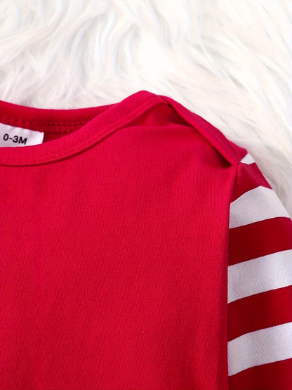 "The Baby Who Stole Christmas" Fun Letter Pattern Bodysuit Autumn/Winter Christmas Festival Onesie For Baby Boys