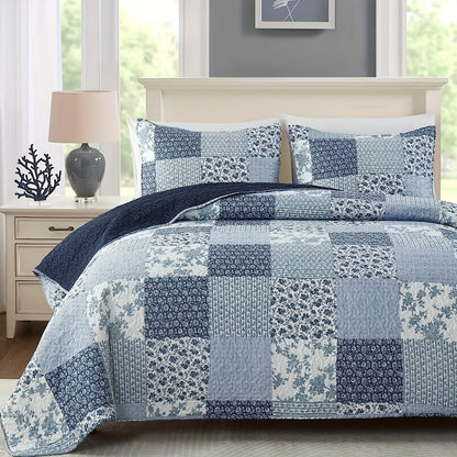 3pcs Luxury Floral Bedspread Set - Soft, Breathable, Comfortable, Elegant Stitching Pattern - Perfect for Bedroom, Dorm Room, and Guest Room