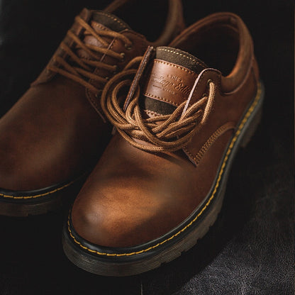 Maden Shoes Spring Autum  New Leisure Leather Shoes Men's Trend Big Head Tide Shoes Men British Wind Low Help Shoes